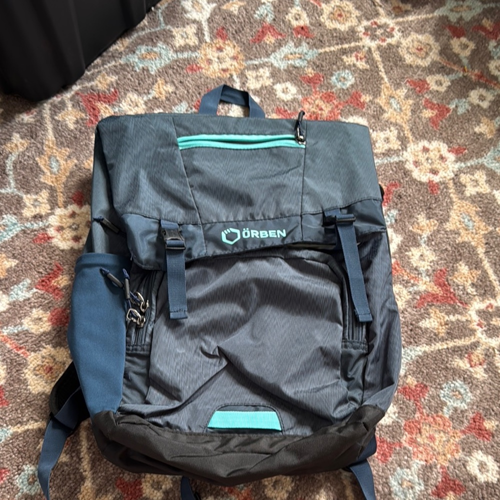 Gray and Blue computer Backpack